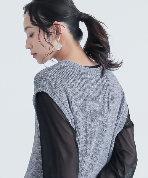 n'OrLABEL（ノアールレーベル）の「『ミックスヤーンニットベスト』（ベスト・レディース・ベージュ/ブラック/ブルー・FREE）」の13枚目の写真