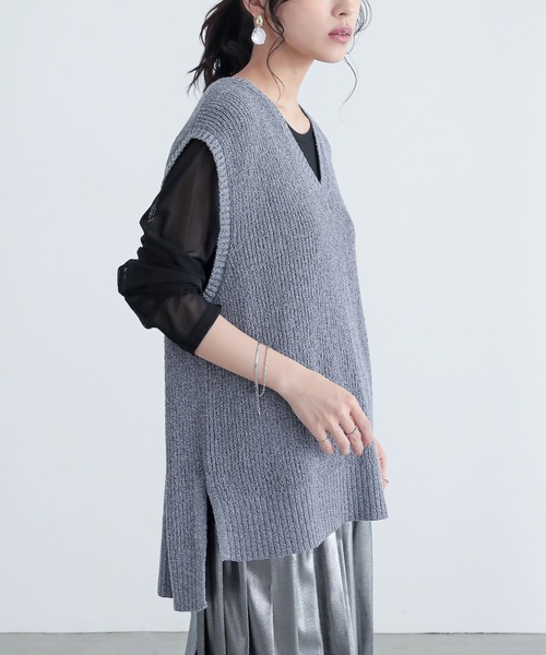 n'OrLABEL（ノアールレーベル）の「『ミックスヤーンニットベスト』（ベスト・レディース・ベージュ/ブラック/ブルー・FREE）」の12枚目の写真