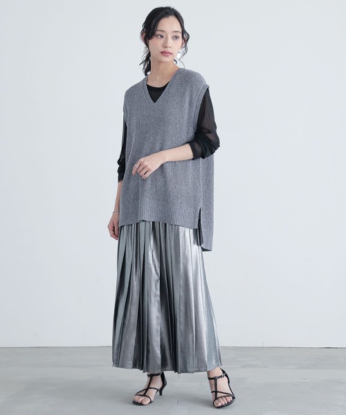 n'OrLABEL（ノアールレーベル）の「『ミックスヤーンニットベスト』（ベスト・レディース・ベージュ/ブラック/ブルー・FREE）」の14枚目の写真