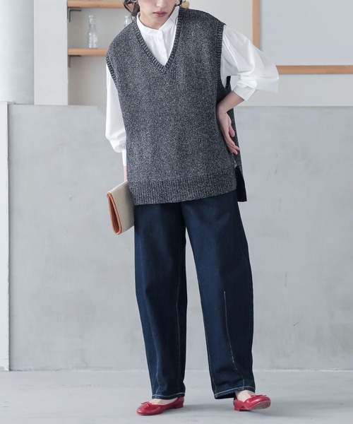 n'OrLABEL（ノアールレーベル）の「『ミックスヤーンニットベスト』（ベスト・レディース・ベージュ/ブラック/ブルー・FREE）」の21枚目の写真