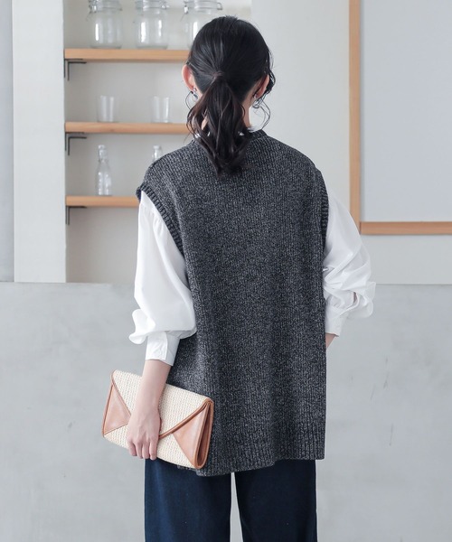 n'OrLABEL（ノアールレーベル）の「『ミックスヤーンニットベスト』（ベスト・レディース・ベージュ/ブラック/ブルー・FREE）」の19枚目の写真