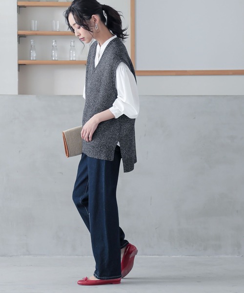 n'OrLABEL（ノアールレーベル）の「『ミックスヤーンニットベスト』（ベスト・レディース・ベージュ/ブラック/ブルー・FREE）」の20枚目の写真