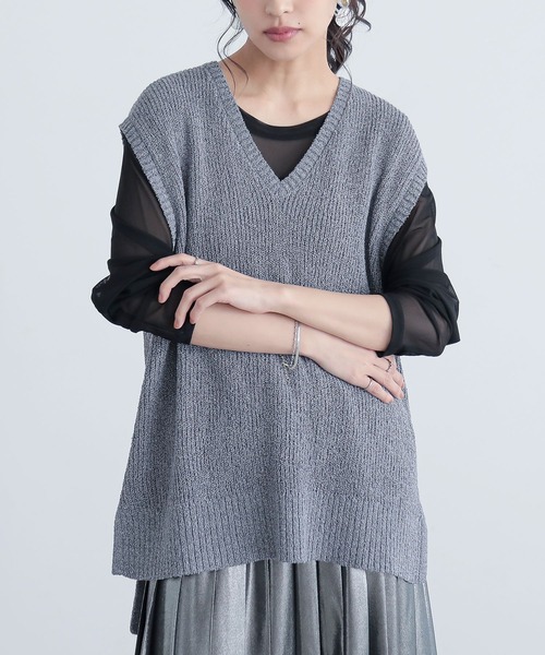 n'OrLABEL（ノアールレーベル）の「『ミックスヤーンニットベスト』（ベスト・レディース・ベージュ/ブラック/ブルー・FREE）」の11枚目の写真