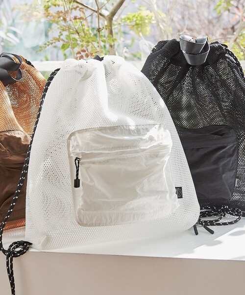coen（コーエン）の「【C.mt】メッシュナップサック（バックパック/リュック・レディース・オフホワイト/ブラック/モカ・FREE）」の2枚目の写真