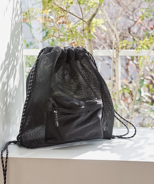 coen（コーエン）の「【C.mt】メッシュナップサック（バックパック/リュック・レディース・オフホワイト/ブラック/モカ・FREE）」の3枚目の写真