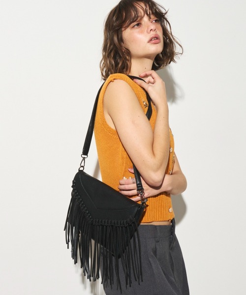 【超美品】AFB フリンジ ショルダーバッグ 超希少品 ブラック セール】ロングフリンジショルダーBAG（ショルダーバッグ