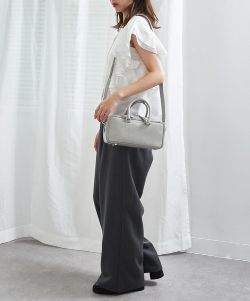 CHRISTIAN VILLA（クリスチャンヴィラ）の「【CHRISTIAN VILLA】2WAY スクエアレザーボストンバッグ 本革 ATHENE VERNICE 6127（ボストンバッグ・レディース・グレー/ブラック・FREE）」の14枚目の写真