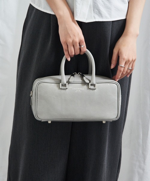 CHRISTIAN VILLA（クリスチャンヴィラ）の「【CHRISTIAN VILLA】2WAY スクエアレザーボストンバッグ 本革 ATHENE VERNICE 6127（ボストンバッグ・レディース・グレー/ブラック・FREE）」の12枚目の写真
