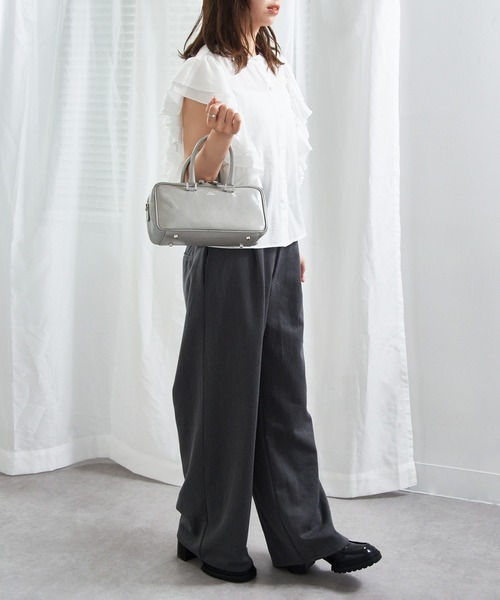 CHRISTIAN VILLA（クリスチャンヴィラ）の「【CHRISTIAN VILLA】2WAY スクエアレザーボストンバッグ 本革 ATHENE VERNICE 6127（ボストンバッグ・レディース・グレー/ブラック・FREE）」の13枚目の写真