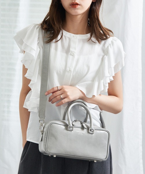 CHRISTIAN VILLA（クリスチャンヴィラ）の「【CHRISTIAN VILLA】2WAY スクエアレザーボストンバッグ 本革 ATHENE VERNICE 6127（ボストンバッグ・レディース・グレー/ブラック・FREE）」の10枚目の写真