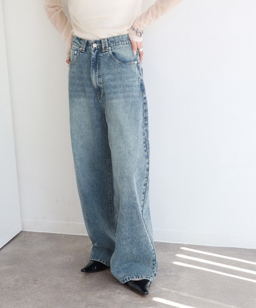 NOGLE(ノグル)の「【NOGLE/ノグル】ワイドケミカルデニム(デニムパンツ・レディース・ブルー系その他/ライトブルー/ブラック/ブルー・S/M)」の7枚目の写真