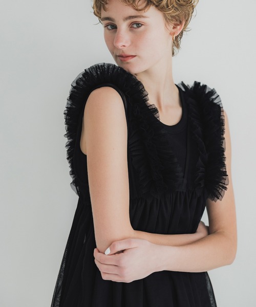 coca（coca）（コカ）の「チュールVネックトップス（Tシャツ/カットソー・レディース・ドット/レッド/ブラック/グレー・M/L）」の16枚目の写真