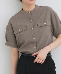 接触冷感リネンライクブラウス