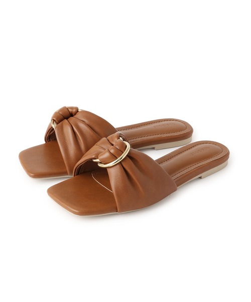 Juze(ジュゼ)の「フラットスライドサンダル(サンダル・レディース・キャメル/ブラック・S/M/L)」の9枚目の写真