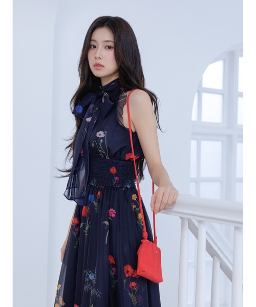 SNIDEL（スナイデル）の「バックリボンシフォンワンピース（ワンピース・レディース・その他/アイボリー/ネイビー・0/1）」の5枚目の写真