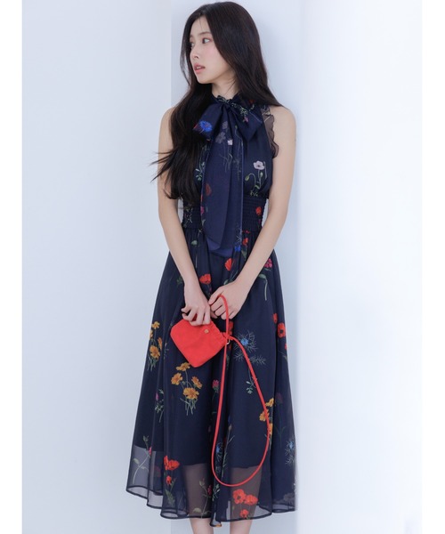 SNIDEL（スナイデル）の「バックリボンシフォンワンピース（ワンピース・レディース・その他/アイボリー/ネイビー・0/1）」の6枚目の写真