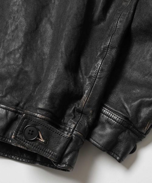 MR.OLIVE（ミスターオリーブ）の「VINTAGE CRAFT SHEEP LEATHER / OVERSIZE RIDERS（ライダースジャケット・メンズ・ブラック・SMALL/MEDIUM/LARGE）」の2枚目の写真