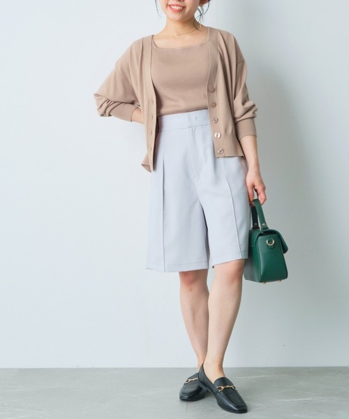 cocoリネンタッチタックショートパンツ カービンググアダループ セール】リネンライクタックショートパンツ 【低身長・小柄女性