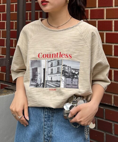 CIAOPANIC TYPY(チャオパニックティピー)の「ドルマンスリーブスラブフォトTee(Tシャツ/カットソー・レディース・グレー系その他/ブルー/オフホワイト/チャコールグレー・ONE SIZE)」の4枚目の写真