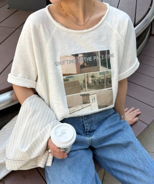 CIAOPANIC TYPY(チャオパニックティピー)の「ドルマンスリーブスラブフォトTee(Tシャツ/カットソー・レディース・グレー系その他/ブルー/オフホワイト/チャコールグレー・ONE SIZE)」の2枚目の写真