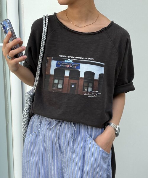 CIAOPANIC TYPY(チャオパニックティピー)の「ドルマンスリーブスラブフォトTee(Tシャツ/カットソー・レディース・グレー系その他/ブルー/オフホワイト/チャコールグレー・ONE SIZE)」の3枚目の写真