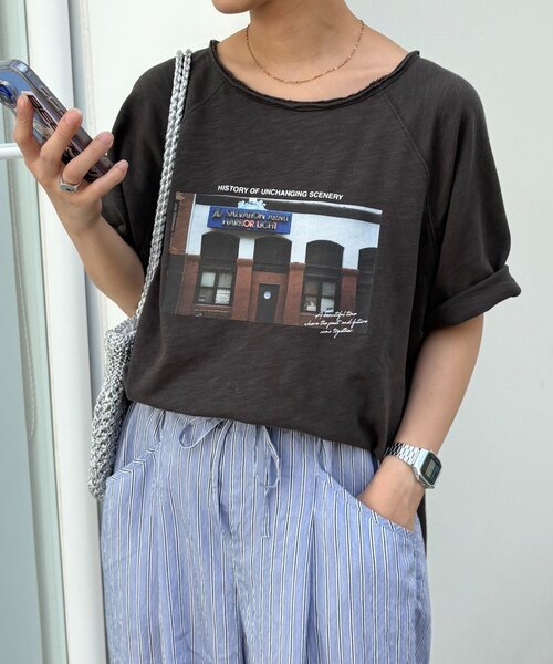 CIAOPANIC TYPY(チャオパニックティピー)の「ドルマンスリーブスラブフォトTee(Tシャツ/カットソー・レディース・グレー系その他/ブルー/オフホワイト/チャコールグレー・ONE SIZE)」の5枚目の写真