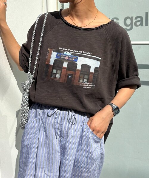 CIAOPANIC TYPY(チャオパニックティピー)の「ドルマンスリーブスラブフォトTee(Tシャツ/カットソー・レディース・グレー系その他/ブルー/オフホワイト/チャコールグレー・ONE SIZE)」の6枚目の写真