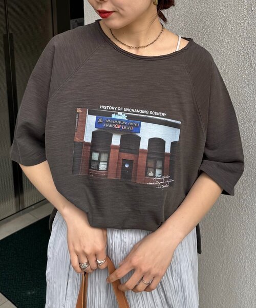 CIAOPANIC TYPY(チャオパニックティピー)の「ドルマンスリーブスラブフォトTee(Tシャツ/カットソー・レディース・グレー系その他/ブルー/オフホワイト/チャコールグレー・ONE SIZE)」の8枚目の写真