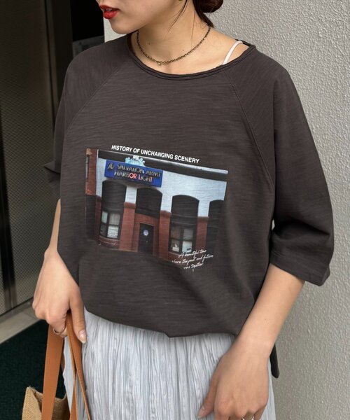 CIAOPANIC TYPY(チャオパニックティピー)の「ドルマンスリーブスラブフォトTee(Tシャツ/カットソー・レディース・グレー系その他/ブルー/オフホワイト/チャコールグレー・ONE SIZE)」の9枚目の写真