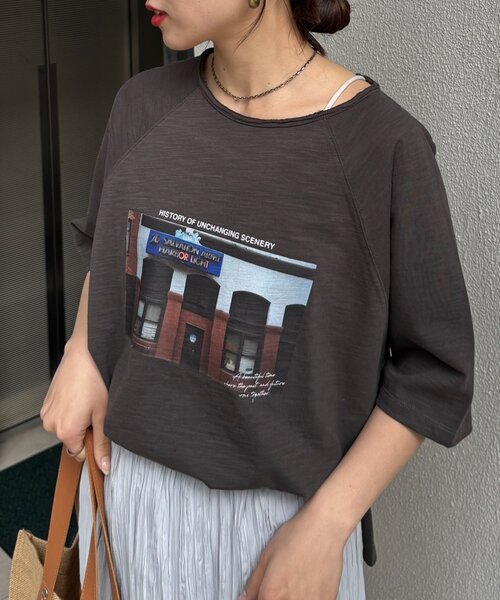 CIAOPANIC TYPY(チャオパニックティピー)の「ドルマンスリーブスラブフォトTee(Tシャツ/カットソー・レディース・グレー系その他/ブルー/オフホワイト/チャコールグレー・ONE SIZE)」の10枚目の写真