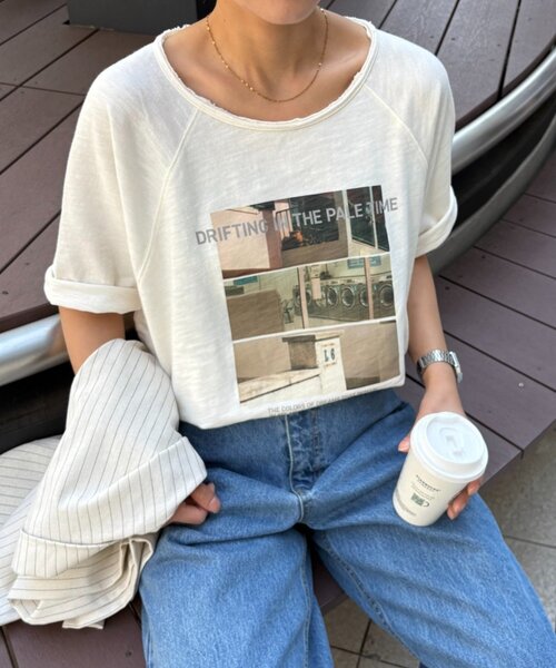 CIAOPANIC TYPY(チャオパニックティピー)の「ドルマンスリーブスラブフォトTee(Tシャツ/カットソー・レディース・グレー系その他/ブルー/オフホワイト/チャコールグレー・ONE SIZE)」の20枚目の写真