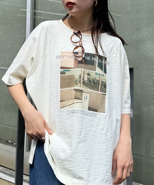 CIAOPANIC TYPY(チャオパニックティピー)の「ドルマンスリーブスラブフォトTee(Tシャツ/カットソー・レディース・グレー系その他/ブルー/オフホワイト/チャコールグレー・ONE SIZE)」の22枚目の写真