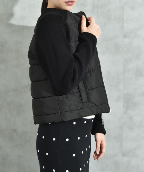 INTERPLANET（インタープラネット）の「中綿＊ニット切替ノーカラージャケット（ノーカラージャケット・レディース・アイボリー/ブラック・FREE）」の9枚目の写真