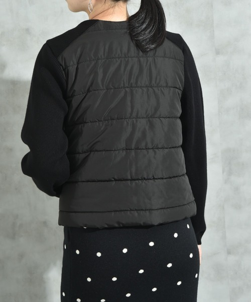INTERPLANET（インタープラネット）の「中綿＊ニット切替ノーカラージャケット（ノーカラージャケット・レディース・アイボリー/ブラック・FREE）」の10枚目の写真