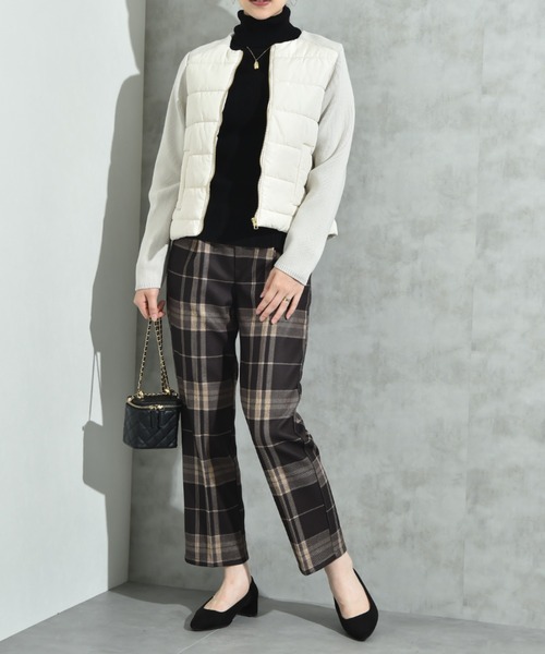 INTERPLANET（インタープラネット）の「中綿＊ニット切替ノーカラージャケット（ノーカラージャケット・レディース・アイボリー/ブラック・FREE）」の13枚目の写真