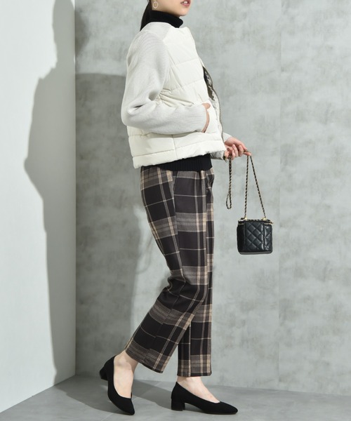 INTERPLANET（インタープラネット）の「中綿＊ニット切替ノーカラージャケット（ノーカラージャケット・レディース・アイボリー/ブラック・FREE）」の14枚目の写真