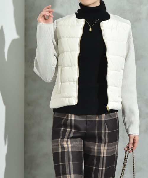 INTERPLANET（インタープラネット）の「中綿＊ニット切替ノーカラージャケット（ノーカラージャケット・レディース・アイボリー/ブラック・FREE）」の15枚目の写真