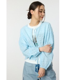 ノーカラーレースカーディガン