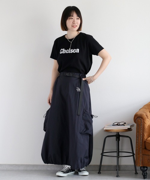 cepo（セポ）の「〈セットアップ対応〉刺繍ロゴ ナイロンカーゴスカート（スカート・レディース・オフホワイト/ネイビー・M）」の19枚目の写真