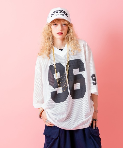 a.p.o.v.(エーピーオービー)の「a.p.o.v. ナンバリングプリントオーバーサイズメッシュゲームシャツ(Tシャツ/カットソー・メンズ・ブルー/ホワイト/ブラウン/ブラック・ONESIZE)」の7枚目の写真