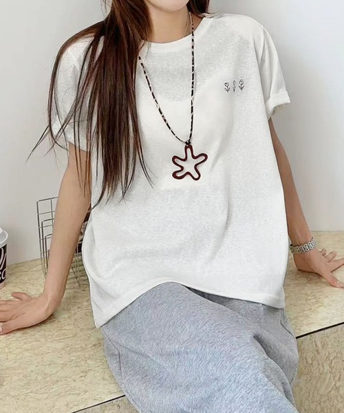 BANICO(バニコ)の「ミニロゴプリントTシャツ (SS)(Tシャツ/カットソー・レディース・ライトベージュ/ピンク/杢グレー/ブルー/ホワイト・FREE)」の8枚目の写真