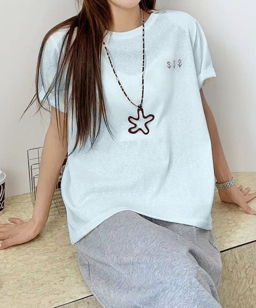 BANICO(バニコ)の「ミニロゴプリントTシャツ (SS)(Tシャツ/カットソー・レディース・ライトベージュ/ピンク/杢グレー/ブルー/ホワイト・FREE)」の13枚目の写真
