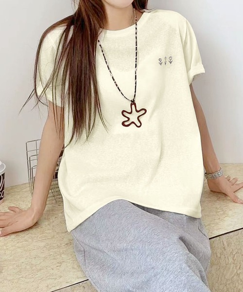 BANICO(バニコ)の「ミニロゴプリントTシャツ (SS)(Tシャツ/カットソー・レディース・ライトベージュ/ピンク/杢グレー/ブルー/ホワイト・FREE)」の12枚目の写真