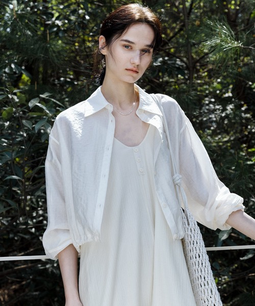 tageechita】シアー素材 ドロップショルダー クロップドシャツ（シャツ