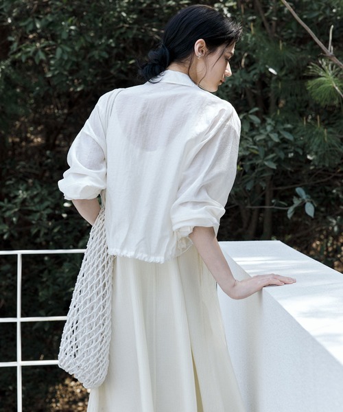 ブラウス シャツ 「tageechita」シアー素材 ドロップショルダー クロップドシャツ レディース tageechita】シアー素材 ドロップショルダー クロップドシャツ
