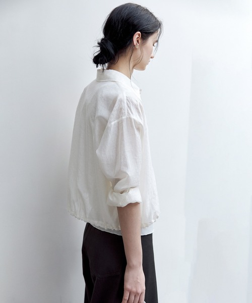 ブラウス シャツ 「tageechita」シアー素材 ドロップショルダー クロップドシャツ レディース tageechita ブラウス シャツ 「tageechita」シアー素材 ドロップ