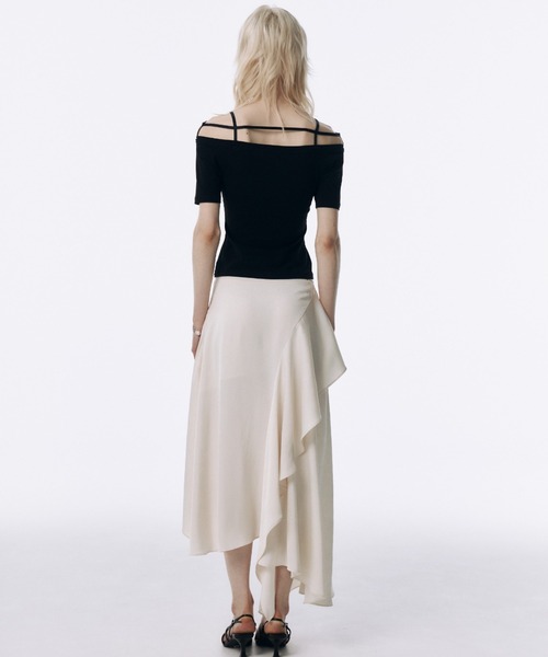 新品タグ付き　josemoon ワンショルダーカットソー　シースルートップス ONE SHOULDER GATHER TOPS(F WHITE): TOPSjosemoon