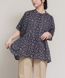 綿100% 半袖花柄シャツブラウス