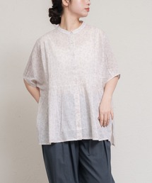 綿100% 半袖花柄シャツブラウス