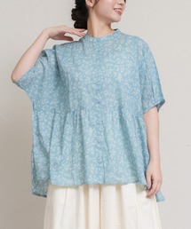 綿100% 半袖花柄シャツブラウス